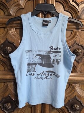 Fender Light Blue Tee with Black Logo Tag